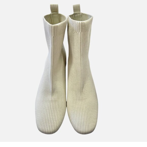 JOIE Neely Ribbed Stretch Sock Ankle Heeled Boot Neutral Women's size 8M - Picture 4 of 8